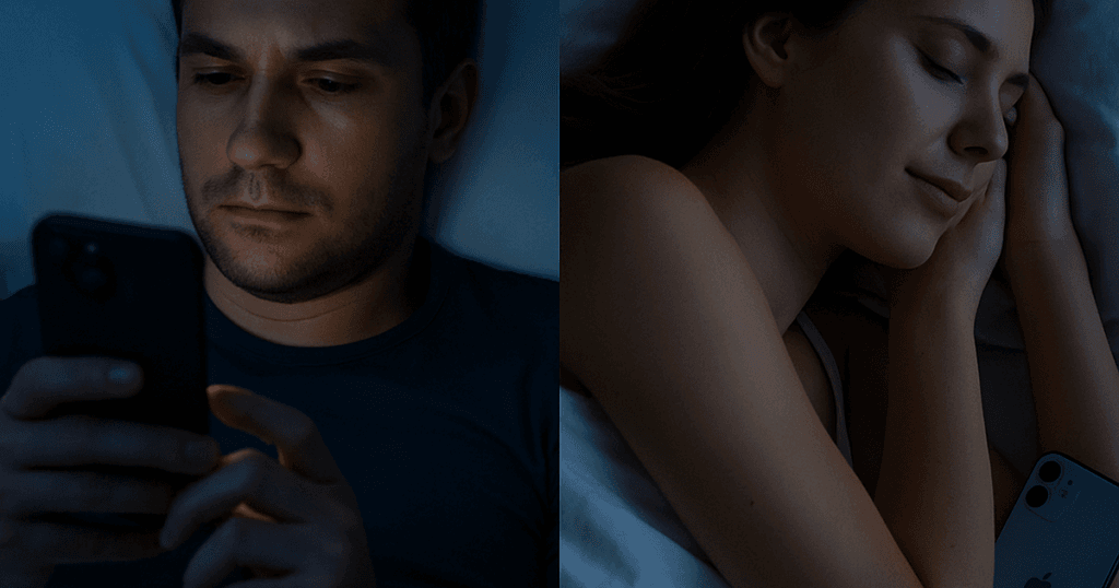 iPhone disrupting sleep versus restful sleep with phone face down