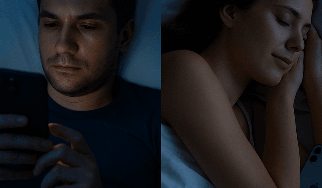 iPhone disrupting sleep versus restful sleep with phone face down