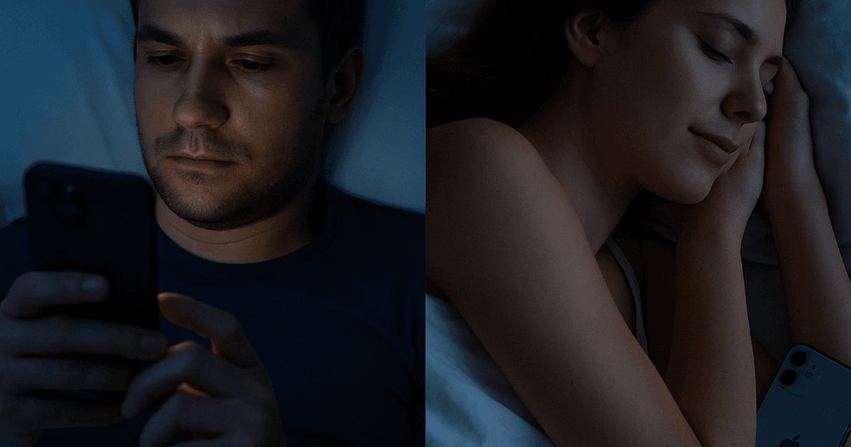 iPhone disrupting sleep versus restful sleep with phone face down